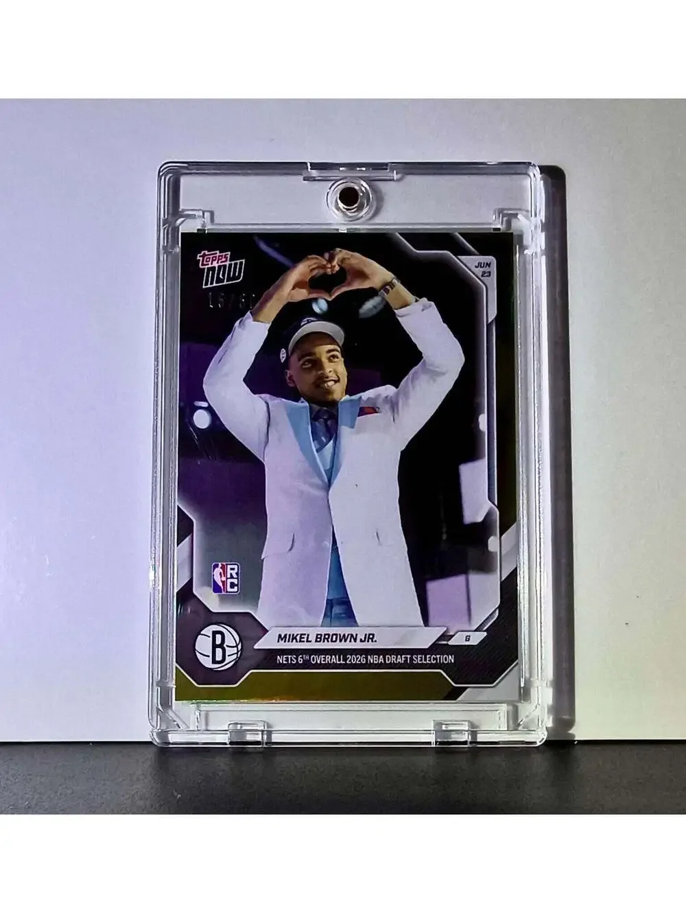Mikel Brown Jr. Rookie 2026-27 Topps NBA Draft Night Gold Foil 15/50 Card Nets